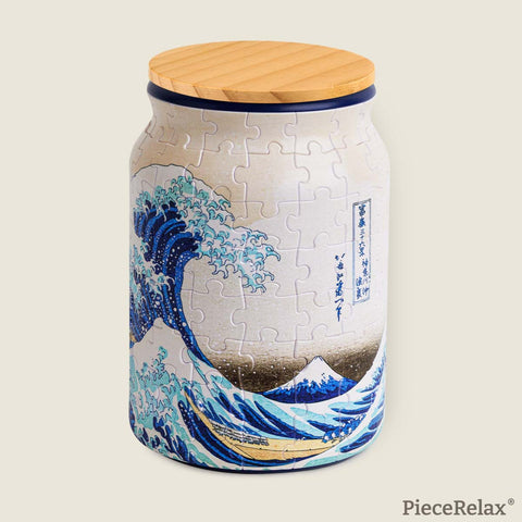 PieceRelax - The Great Wave of Kanagawa - Large Puzzle Jar 128 Pieces [BA1023] - Hokusai