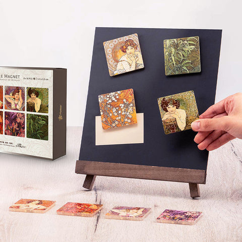 Pintoo D1646 The Precious Stones - 8 x 16pcs Jigsaw Puzzle Magnets by Alphonse Mucha