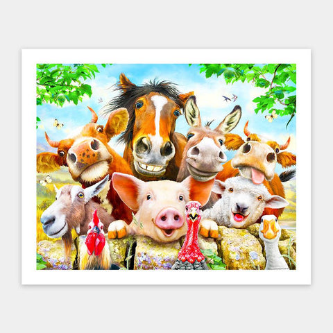 a group of farm animals standing next to each other