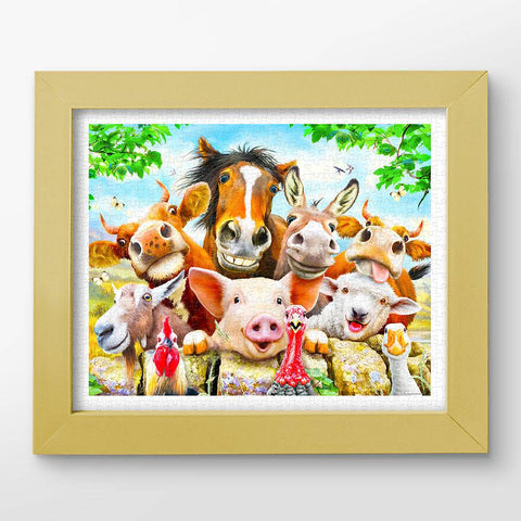 a painting of a group of farm animals