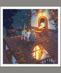 Pintoo H3454 Night on the Roof by  Limduey - Kitten's Life Routine - 900 Piece Jigsaw Puzzle