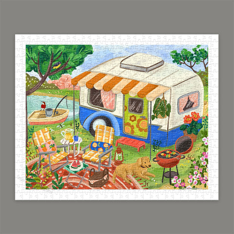 Pintoo H3640 Campervan Camping Day by Olivia Gibbs - 500 Piece Jigsaw Puzzle