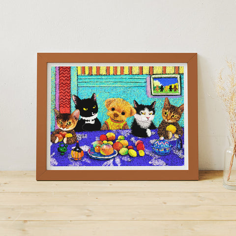 Pintoo H4053 Sharing a Table with a Puppy - 1200 Piece Jigsaw Puzzle by Niuniu in Famous Paintings