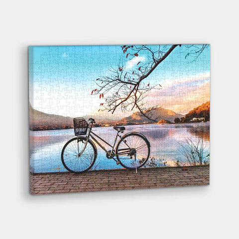 Pintoo HN1314 Away from the City - Bicycle by the Serene Lake - 366 Piece Jigsaw Puzzle