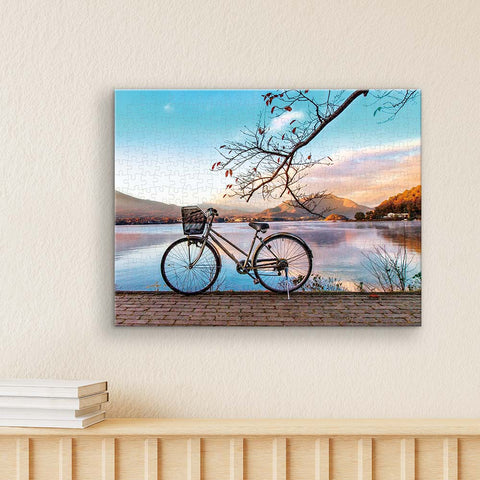 Pintoo HN1314 Away from the City - Bicycle by the Serene Lake - 366 Piece Jigsaw Puzzle