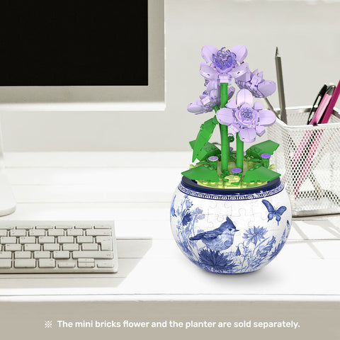 Pintoo KZ1029 Violet - Mini Bricks Potted Plant Jigsaw Puzzle