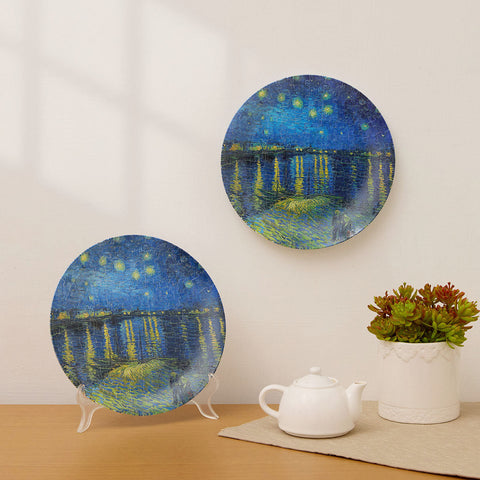 Pintoo PL1003 Starry Night Over the Rhone - 3D Puzzle Plate Jigsaw Puzzle by Van Gogh