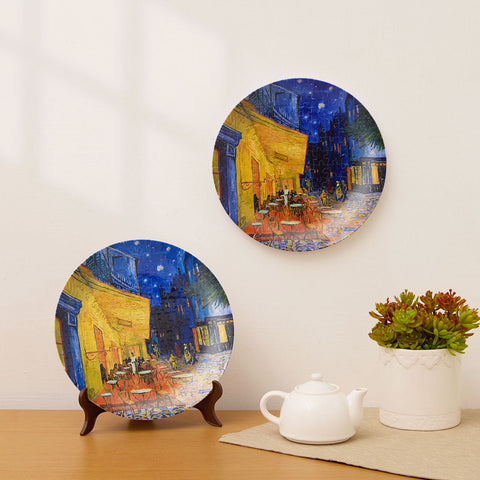 Pintoo PL1004 Cafe Terrace at Night - 3D Puzzle Plate Jigsaw Puzzle by Van Gogh
