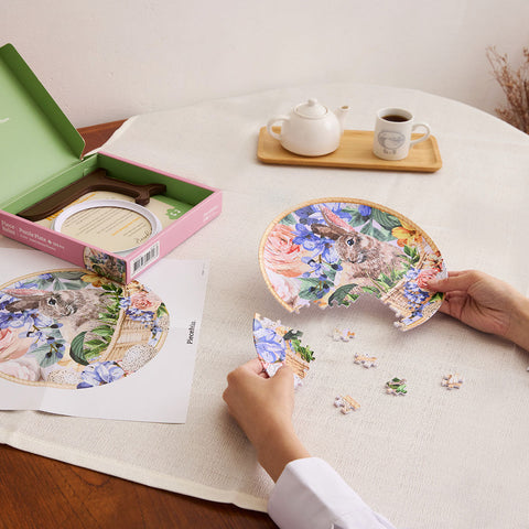 Pintoo PL1009 Easter Bunny Flowers - 3D Puzzle Plate Jigsaw Puzzle