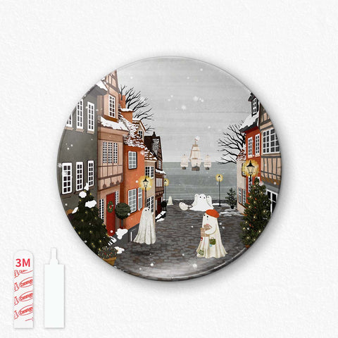 Pintoo PL1023 Harbor’s First Snow - 3D Puzzle Plate Jigsaw Puzzle by Katherine Blower