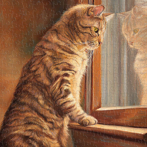 Pintoo U1054 Peering out the Window - 504 Piece Jigsaw Puzzle by Lucie Bilodeau
