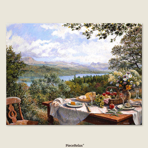 Pintoo U1133 PieceClicks - 1008 Piece - Summer Lunch Overlooking The Lake by Stephen Darbishire