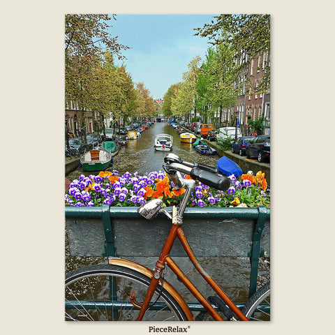 Pintoo U1137 PieceClicks - 504 Piece - Bike Flowers and Canal, Amsterdam