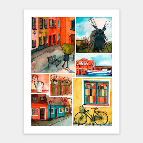 Beautiful Collage of Tranquil Streets - 300 Piece Jigsaw Puzzle