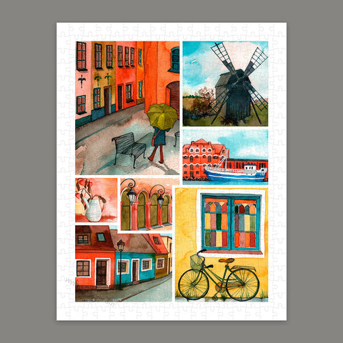 Beautiful Collage of Tranquil Streets - 300 Piece Jigsaw Puzzle