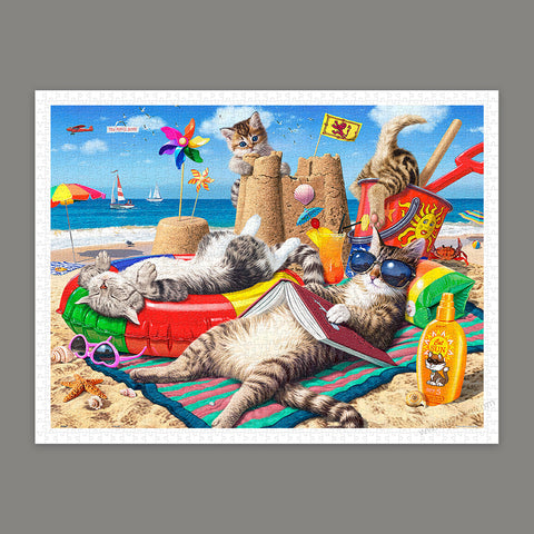 Cats On The Beach - 1200 Piece Jigsaw Puzzle