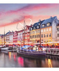 Colorful Nyhavn Canal Copenhagen puzzle, evening glow